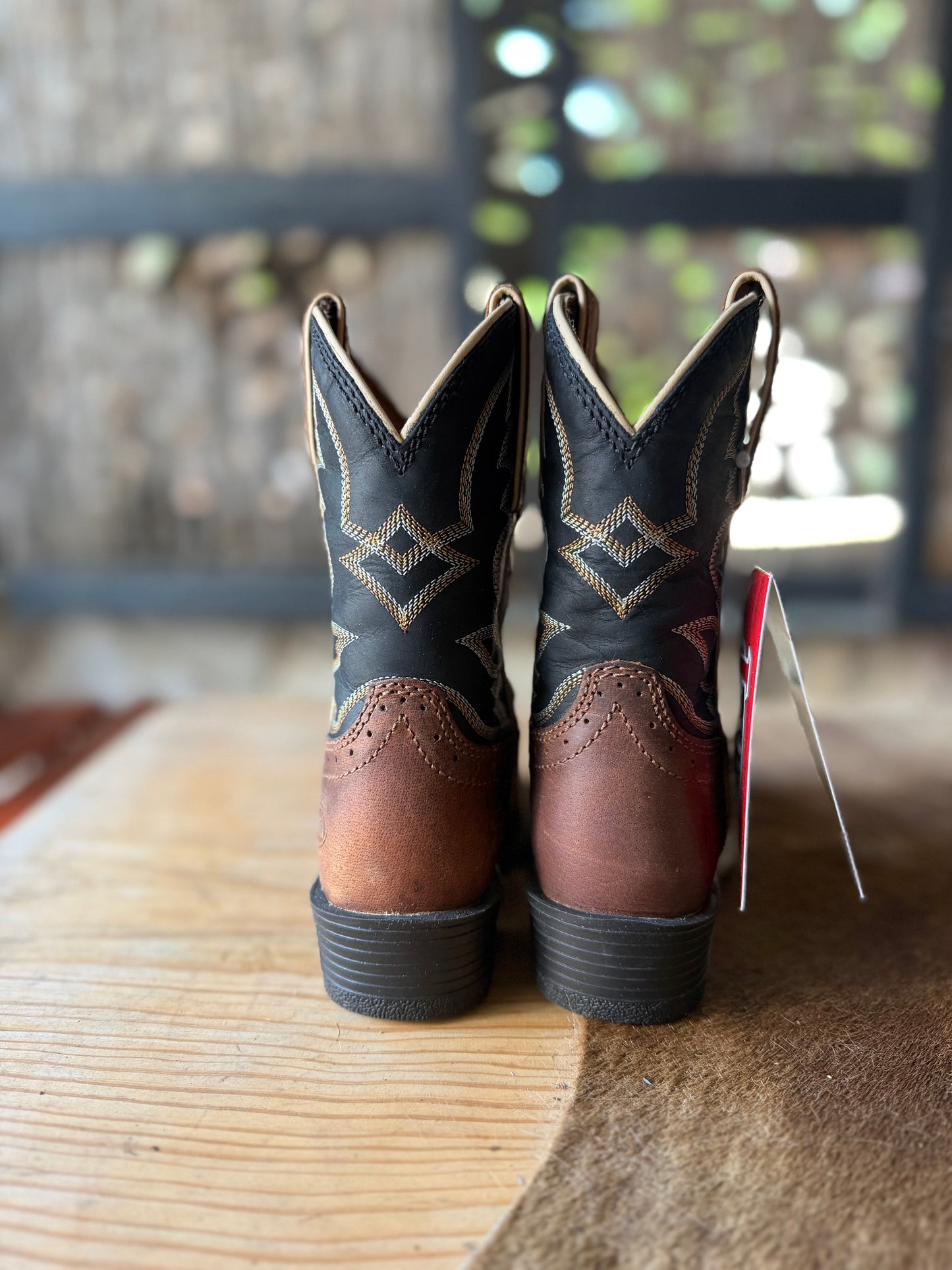 Justin Kids Tad Cognac Black Water Buffalo Boot