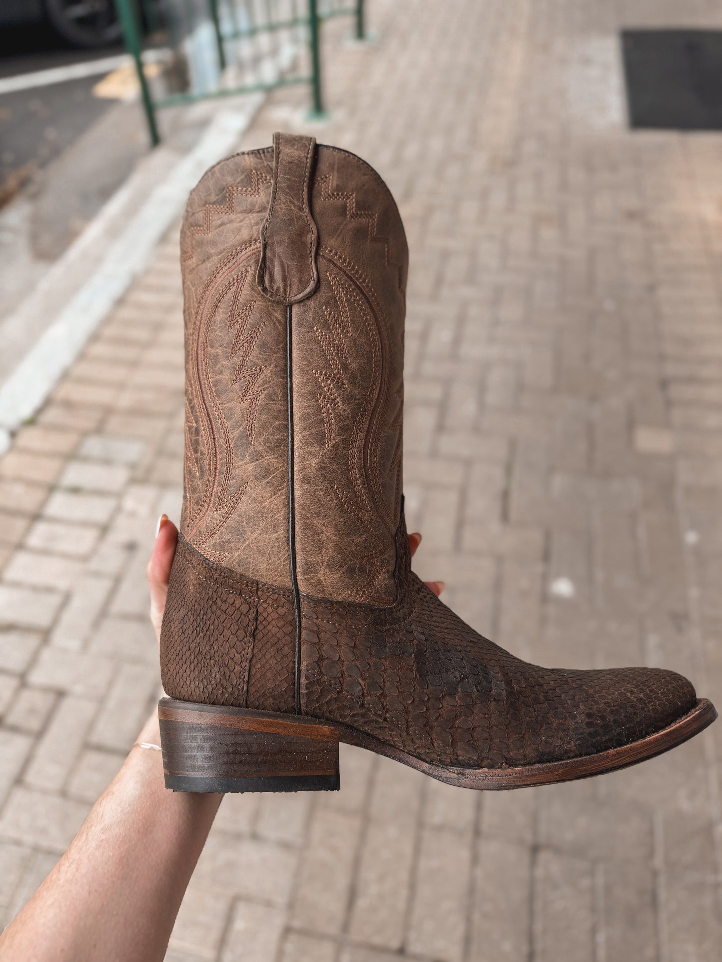 Men's Circle G Tan Python Round Toe Boot