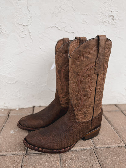 Men's Circle G Tan Python Round Toe Boot
