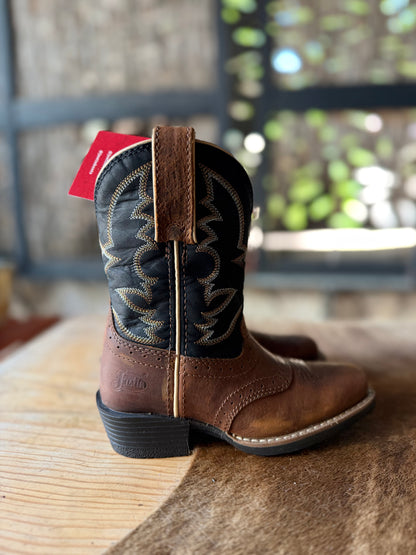 Justin Kids Tad Cognac Black Water Buffalo Boot