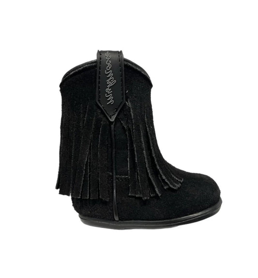 Mishmoccs Fringe Round Toe Baby Boot -Black
