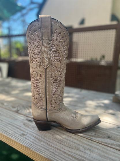 Circle G Sand Cowhide Embroidery Boot