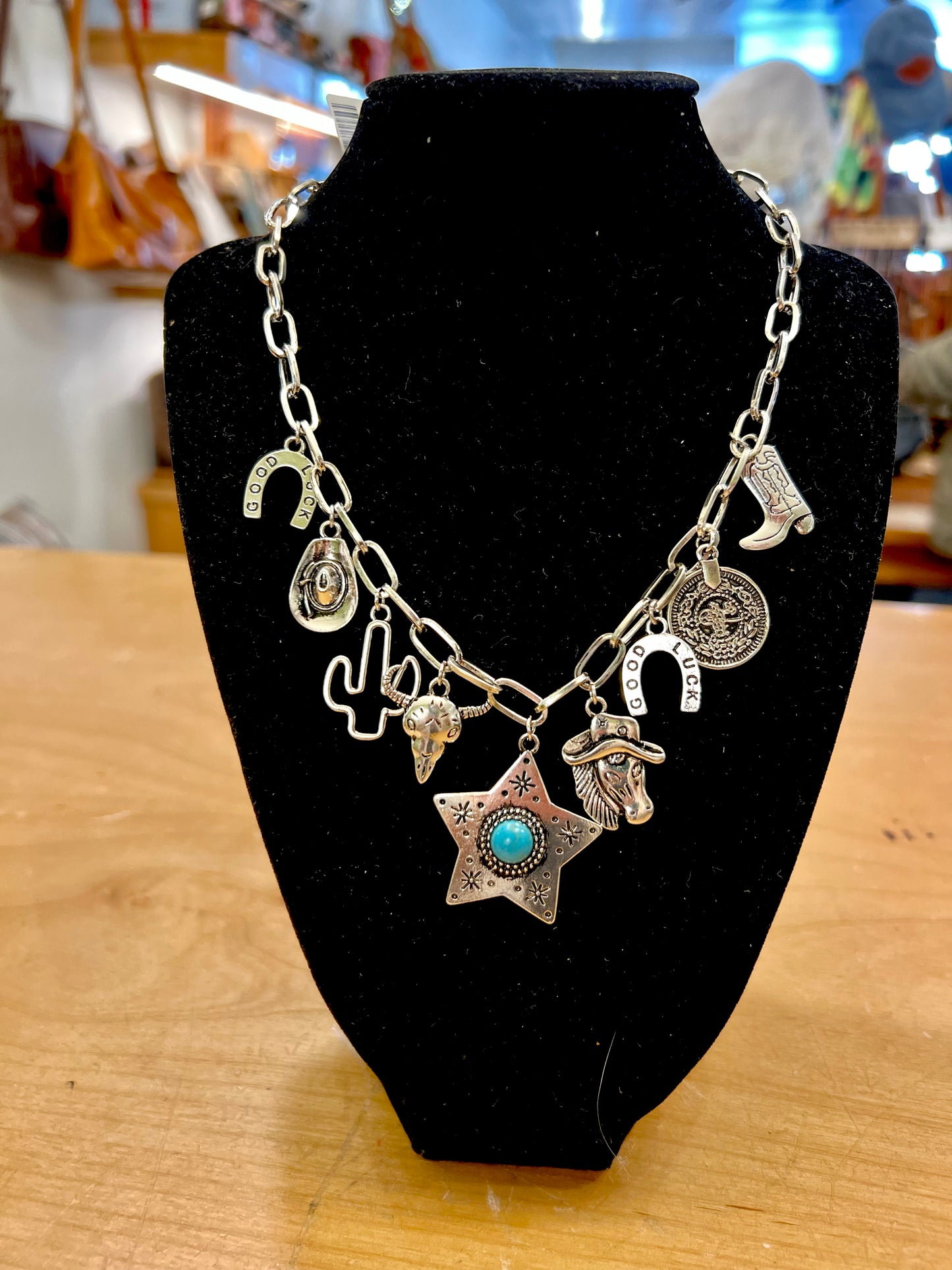 Western Silver Charm Necklace