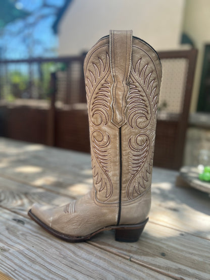 Circle G Sand Cowhide Embroidery Boot