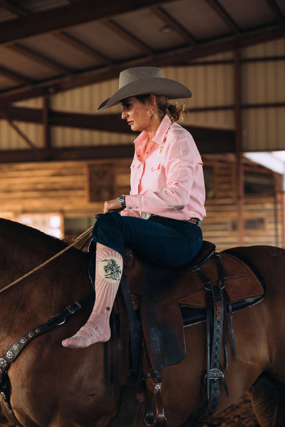 Lucky Chuck Bucking Dusty Pink Boot Socks