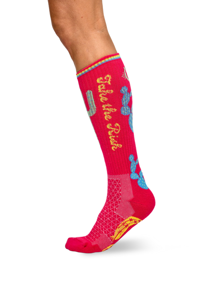 Lucky Chuck Take The Risk Hot Pink Boot Socks