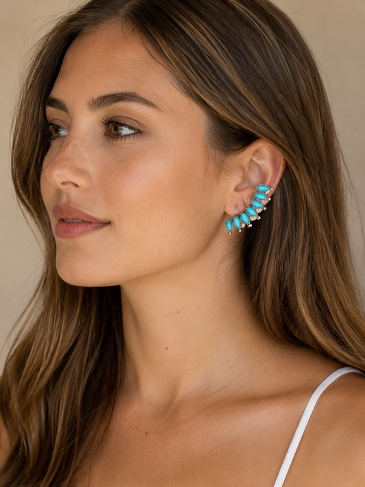 Turquoise Curved Bar Ear Cuff