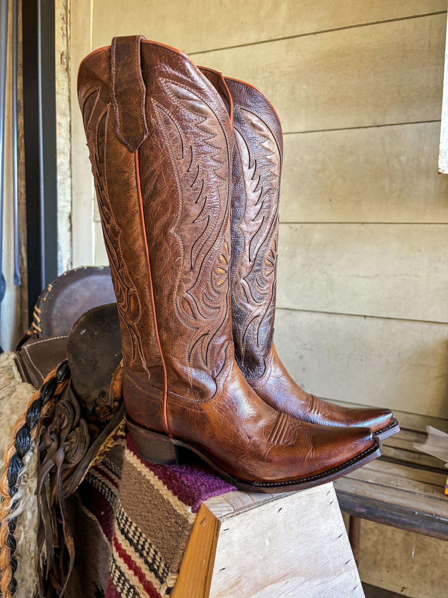 Corral LD Bronze Inlay & Embroidery Tall Top Boot