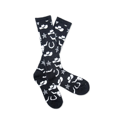 Lucky Chuck Get Western Black & White Socks