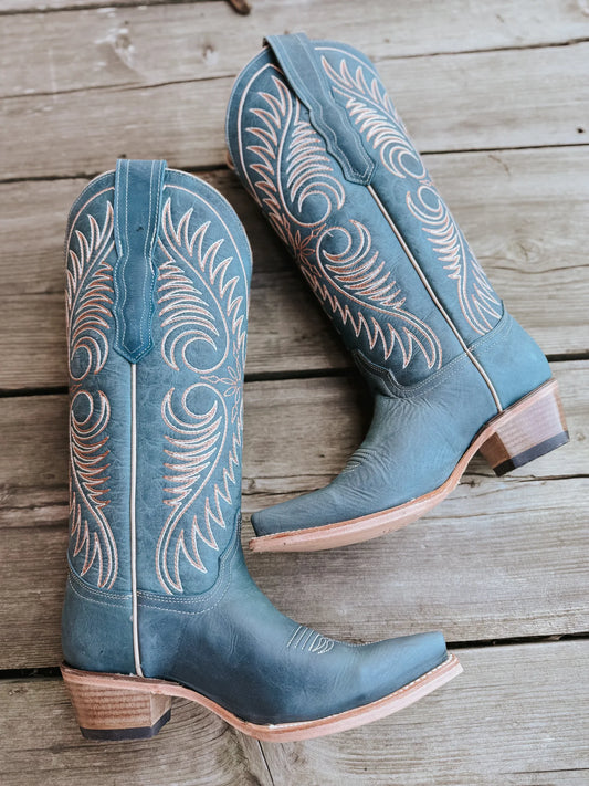 Circle G Distressed Blue Embroidery Boots