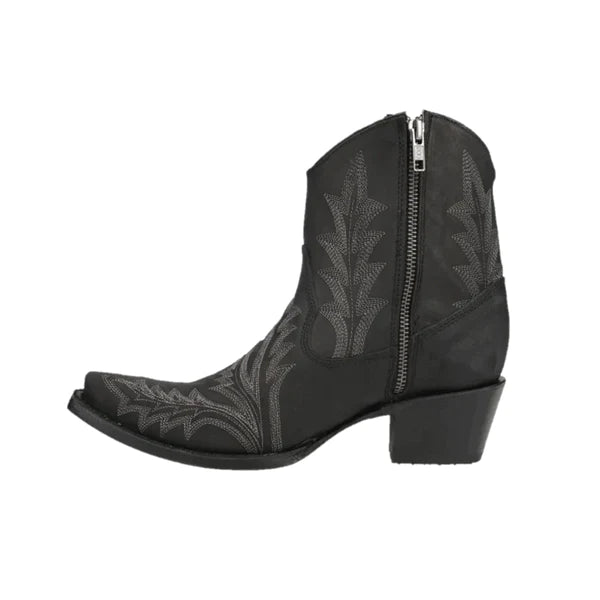 Circle G LD Black Embroidery & Zipper Ankle Bootie