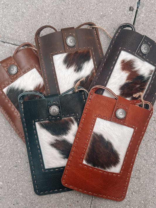 Pranee Cowhide Crossbody Phone Purse