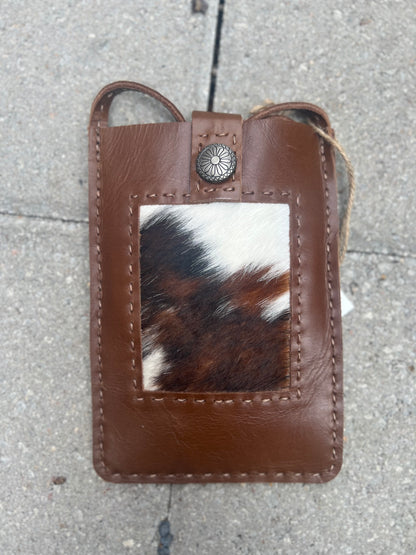 Pranee Cowhide Crossbody Phone Purse