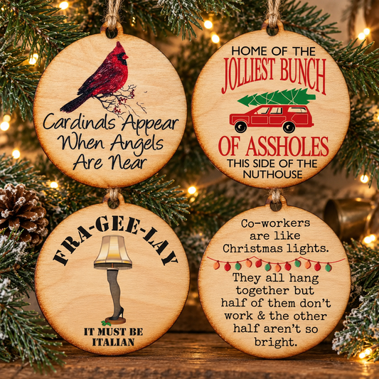 Funny Wood Christmas Ornaments