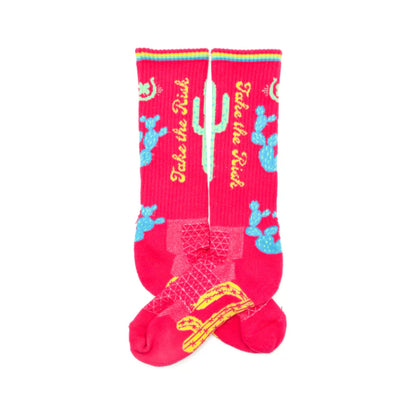 Lucky Chuck Take The Risk Hot Pink Boot Socks