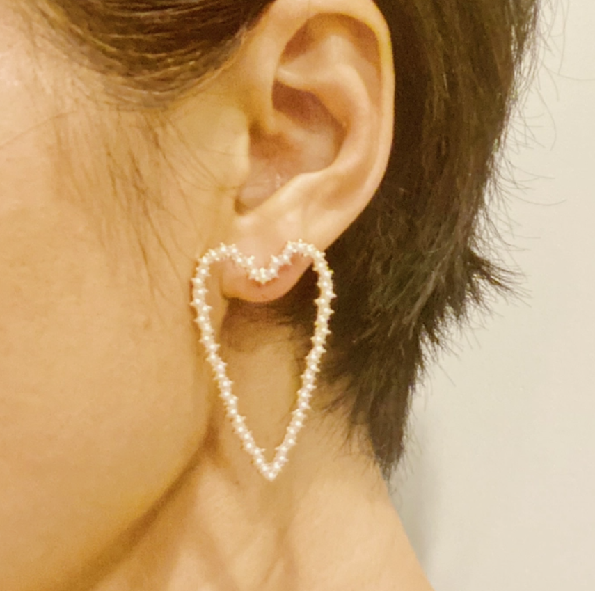 Pearl Encrusted Heart Earrings