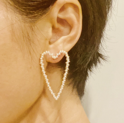 Pearl Encrusted Heart Earrings