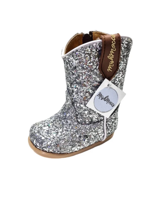 Mishmoccs Silver Mermaid Tail Round Toe Baby Boots