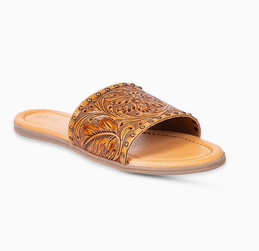 Ellie Hand-Tooled Leather Sandals