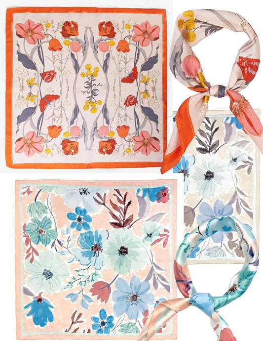 Floral Print Silky Scarves