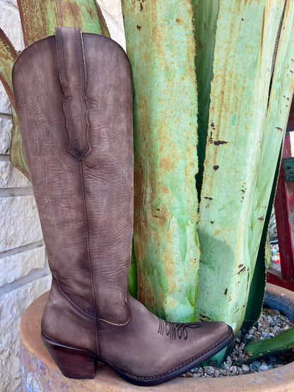 Circle G Brown Embroidery Tall Top Boot