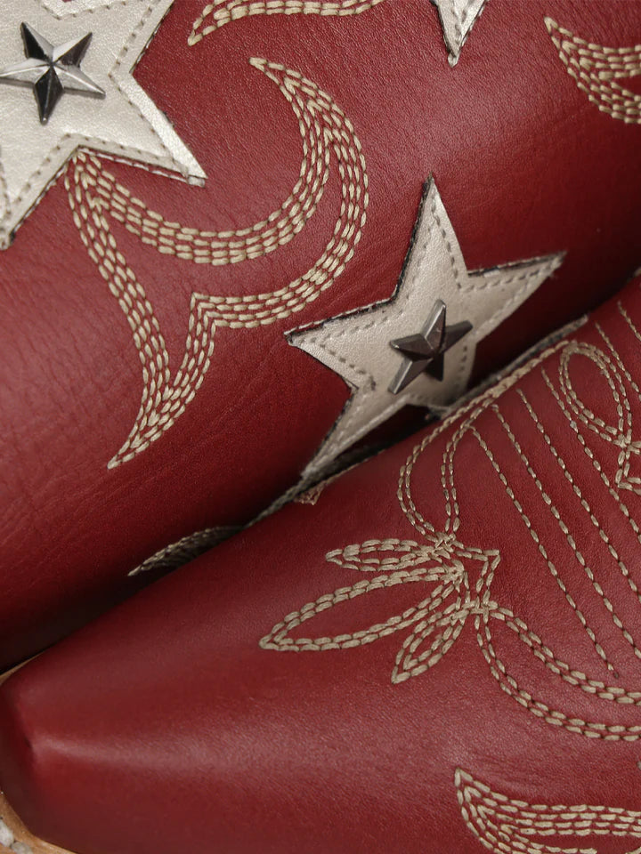 Corral Red Embroidery Stars & Studs Boot
