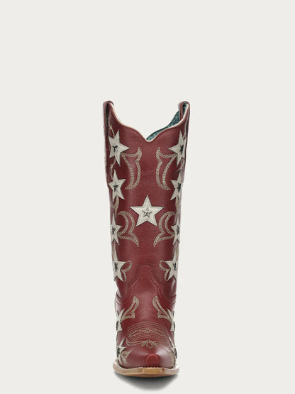 Corral Red Embroidery Stars & Studs Boot