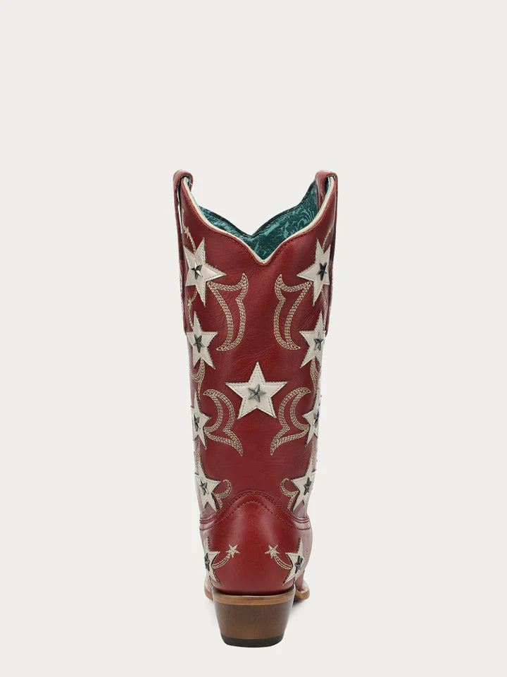 Corral Red Embroidery Stars & Studs Boot