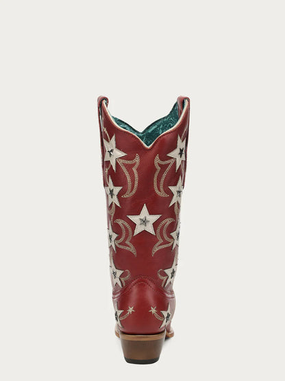 Corral Red Embroidery Stars & Studs Boot
