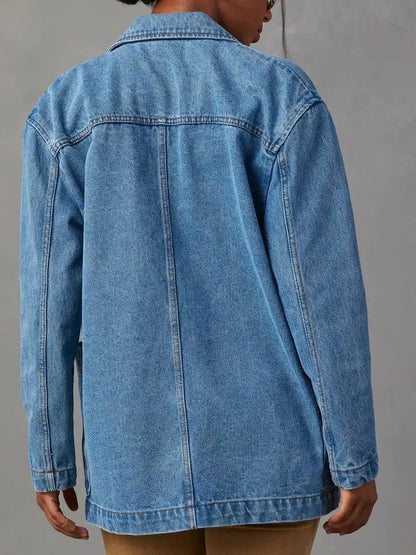 Washed Denim Lapel Jacket