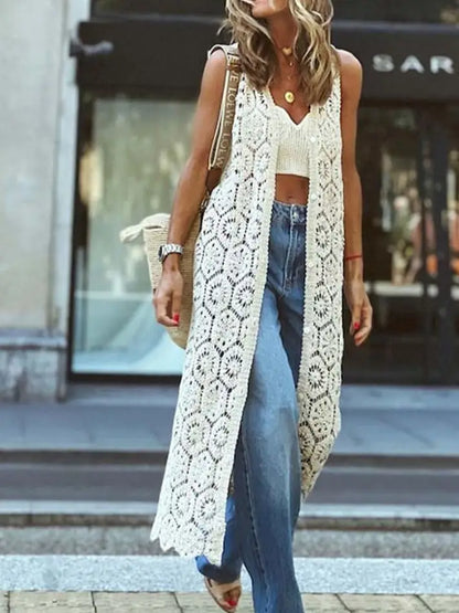 Crochet Sleeveless Duster Vest