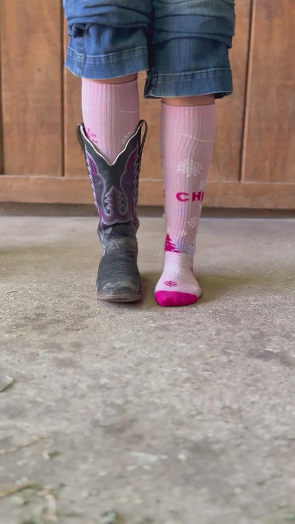 Lucky Chuck Merry Christmas Y'all Boot Socks