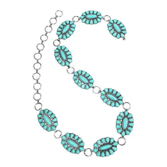 Western Turquoise Concho Chain Belt