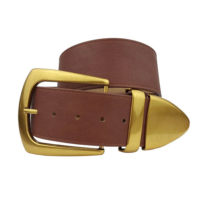 Wide Leather Belt w/ Wide Western Buckle