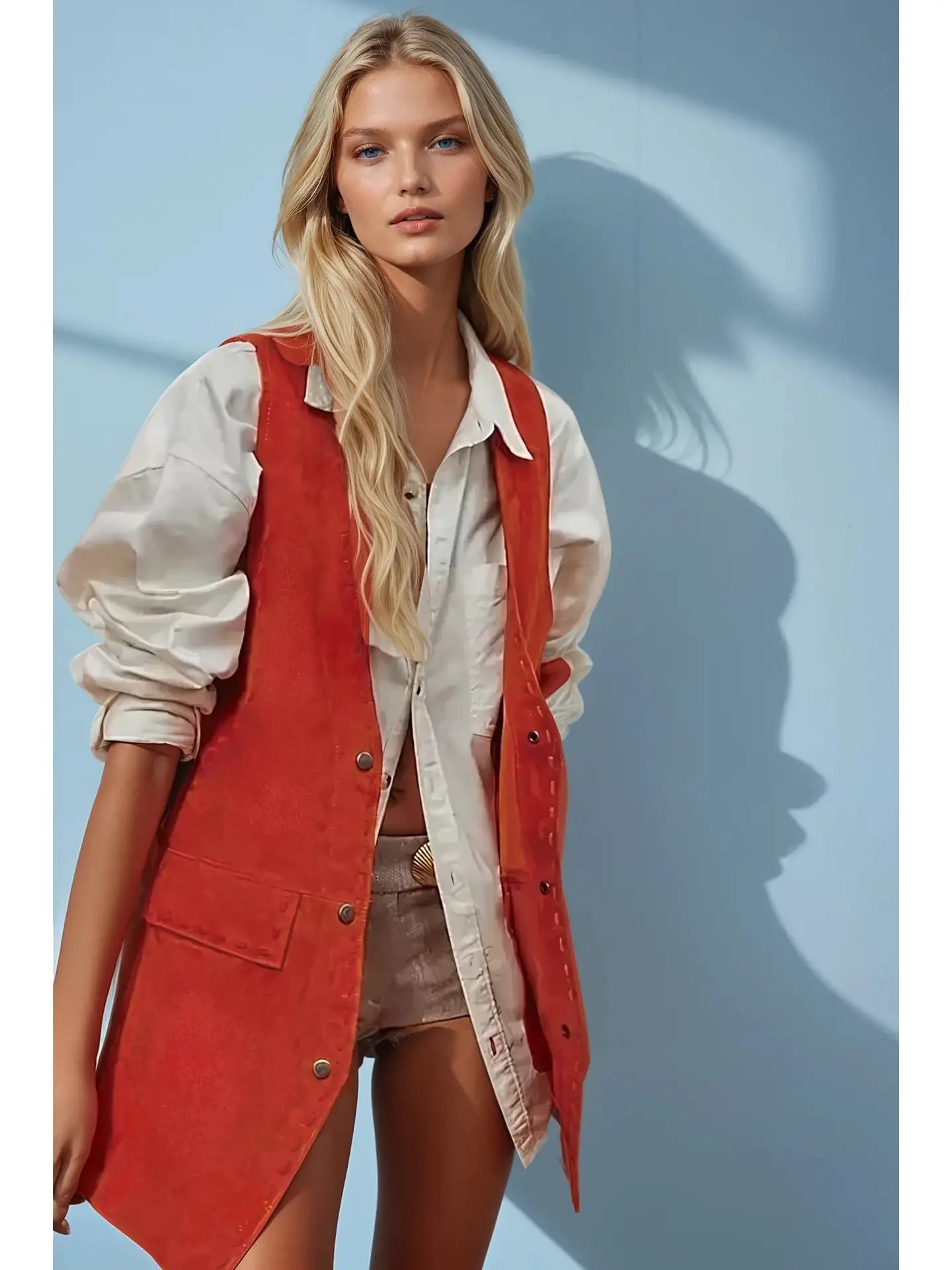 Rust Suede Midi Vest