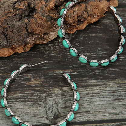 Sky Blue Turquoise Hoop Earring