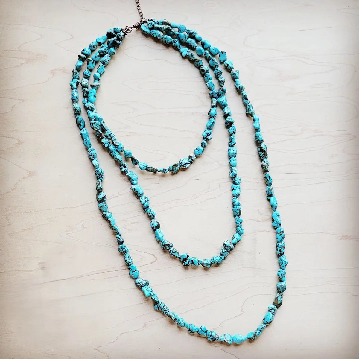 Genuine Blue Turquoise Triple Strand Necklace