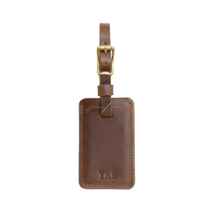 Cognac Leather Luggage Tag
