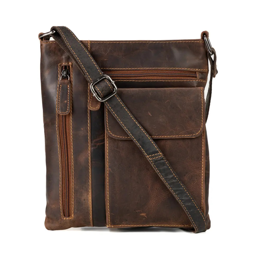 Leather Multi Pocket Crossbody Bag