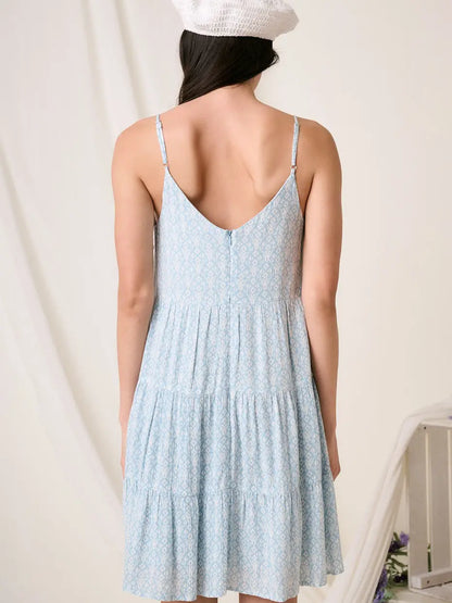 Blue Geo Pineapple Print Mini Dress
