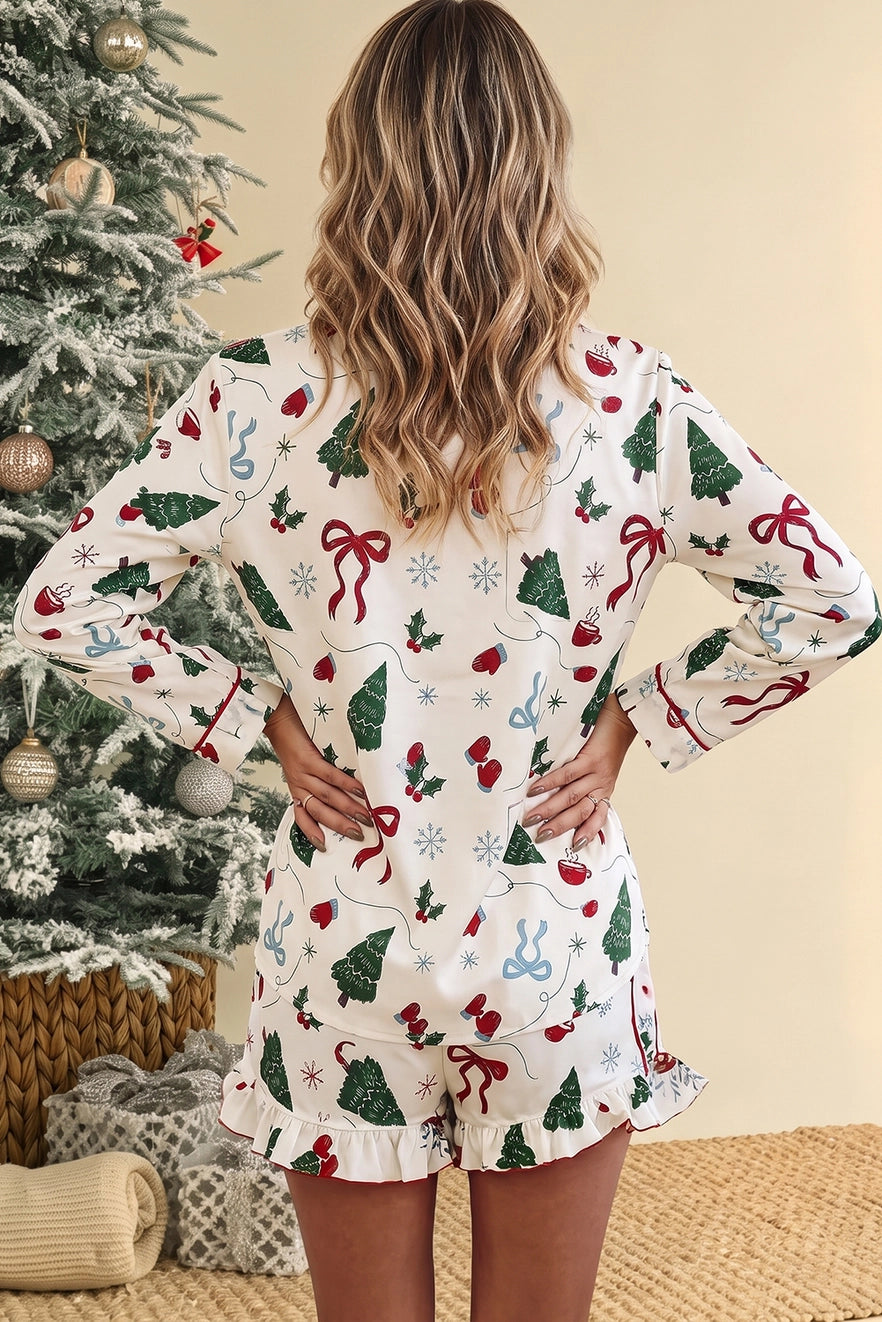 Christmas Ruffle Sleeve Lounge Set