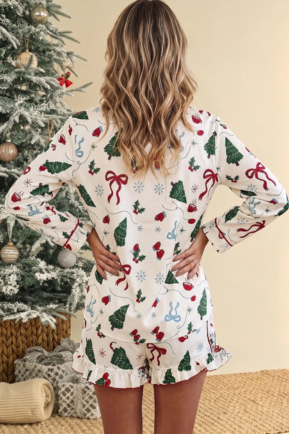 Christmas Ruffle Sleeve Lounge Set
