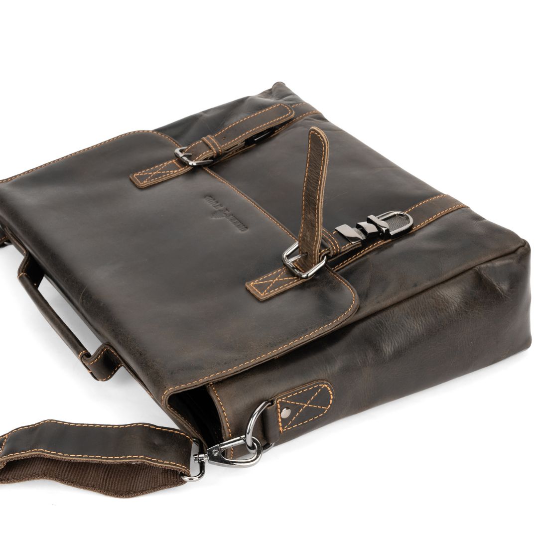 Portland Leather Laptop Bag - Brown
