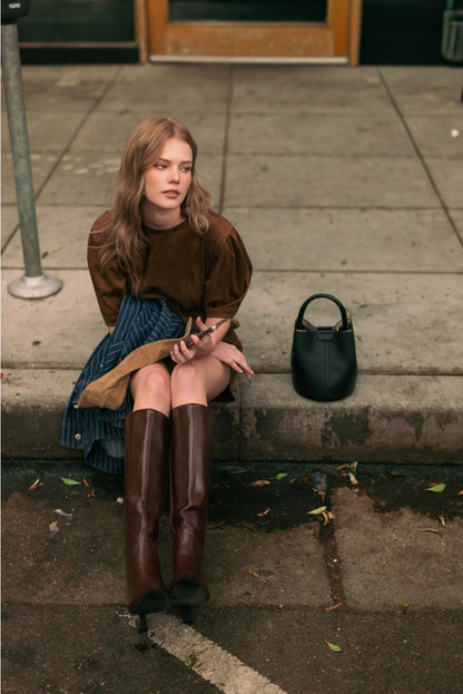 Suede Barrel Sleeve Shift Dress