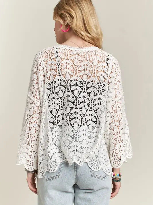 Leaf Pattern Crochet Cardigan