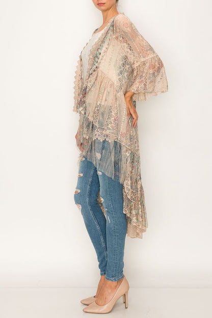 Ethereal Lace Tiered Kimono