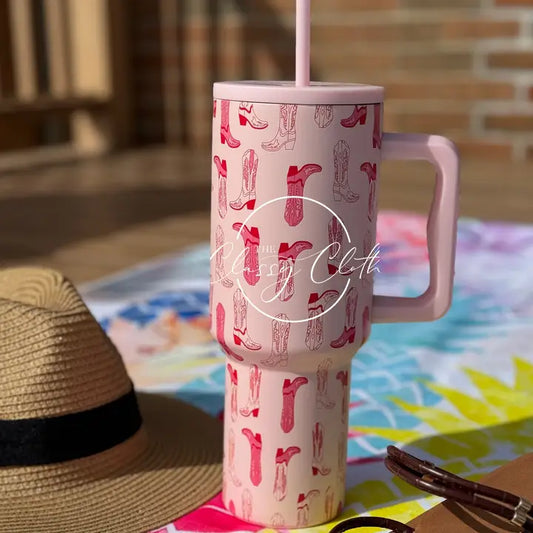 Pink Cowgirl Boots 40oz Quencher Tumbler