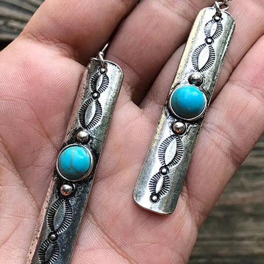 Turquoise Drop Bar Earrings