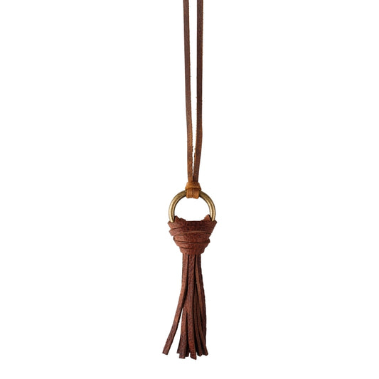 Leather on Leather Tassel Necklace