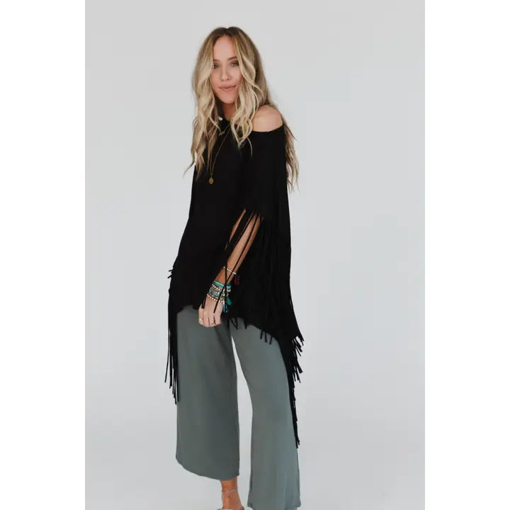 Showstopper Black Fringe Tunic